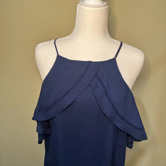 NORDSTROM Dee Elly Shoulder Detail Swing A Line Dress Navy - size Large - Picture 4 of 12